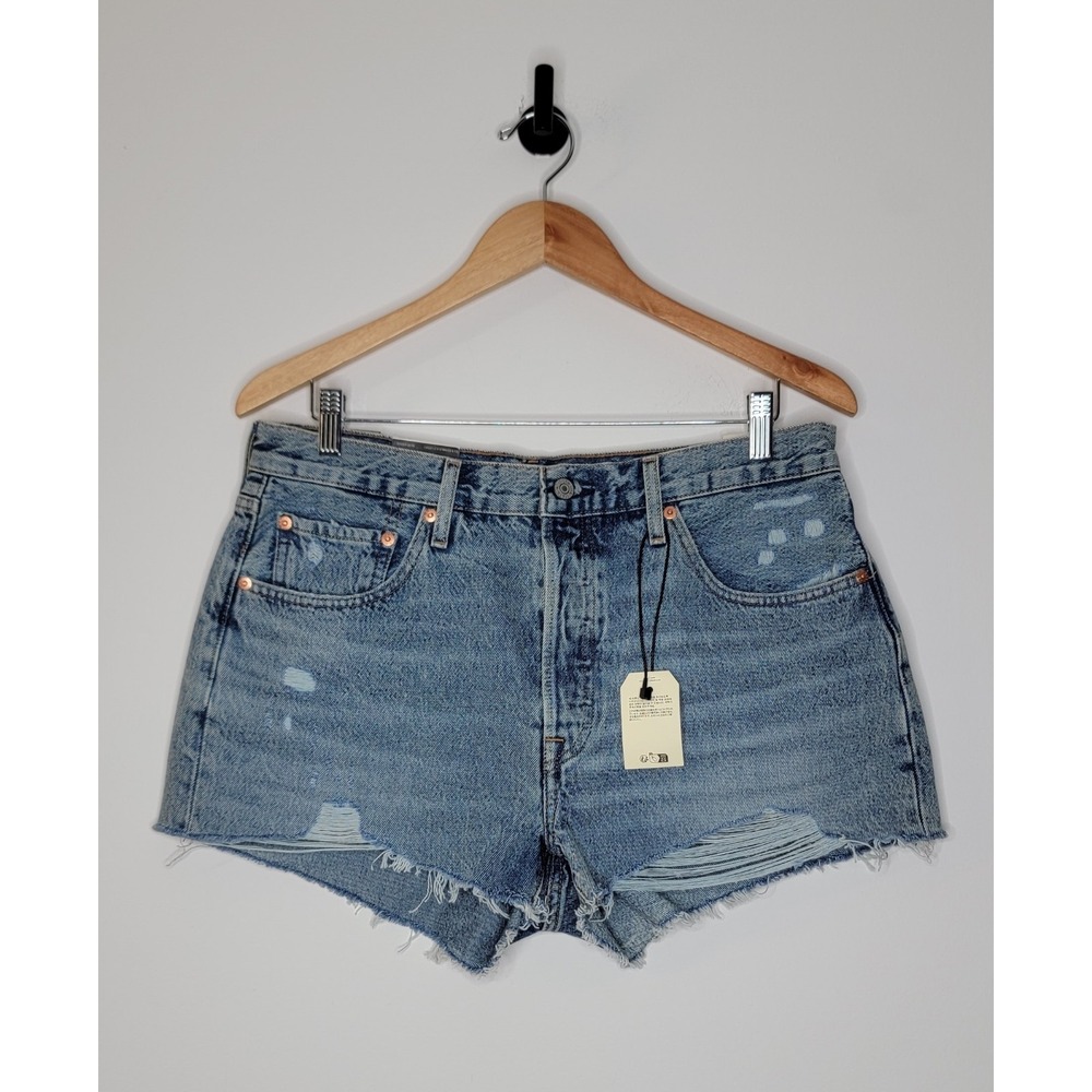 Levis 501 Shorts Women's Size 31 High Rise Cut Off Button Fly Fitted Through Hip